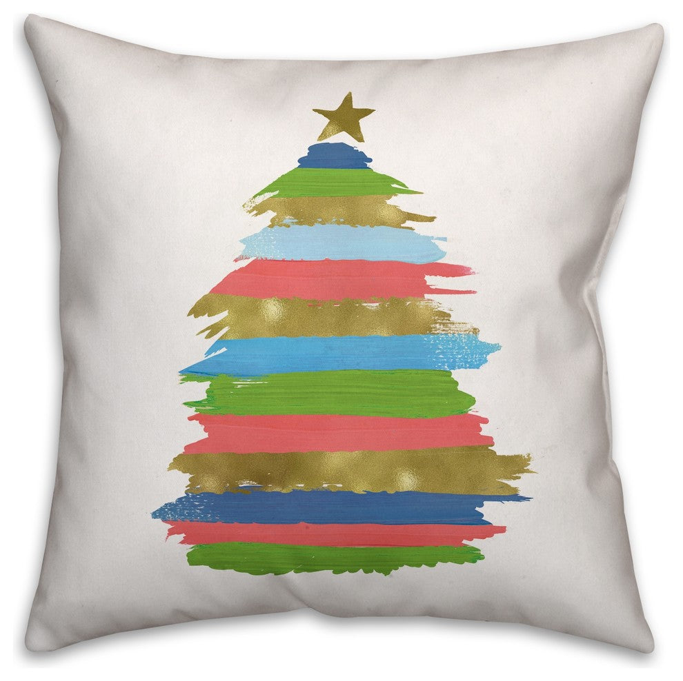 Colorful Christmas Tree 18x18 Spun Poly Pillow