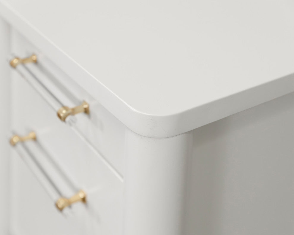 Contemporary Half-Pedestal Desk, Office Desk, Accent Desk, White