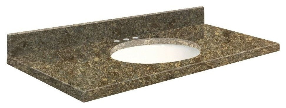 Quartz 49"x19" Vanity Top, Single Faucet Hole, White Bowl, Rapture, 8" Centerset