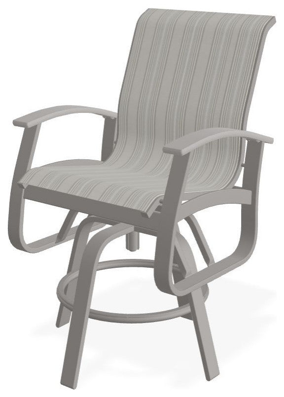 Belle Isle Sling Balcony Height Outdoor Swivel Chair, Harbor/Warm Gray