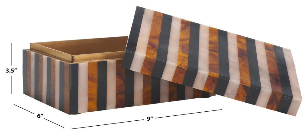 Safavieh Ina Decor Box, Set of 2, Black/Brown