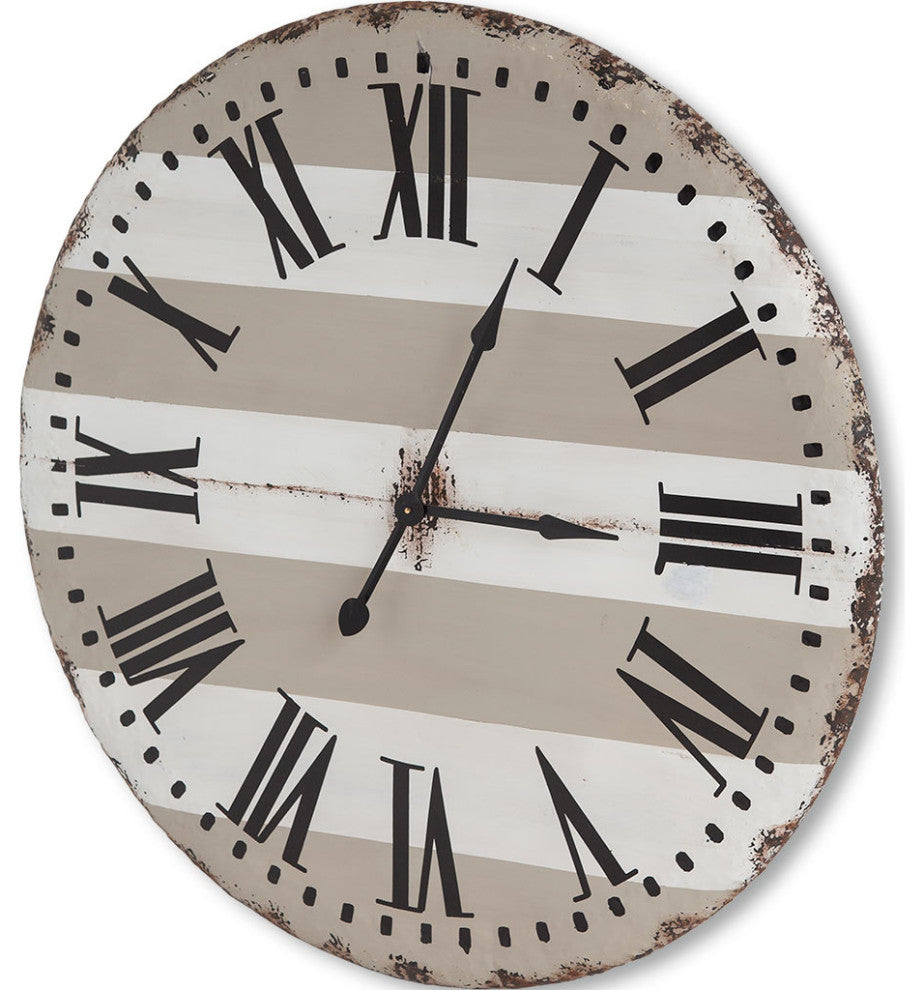 Belton Beige And White 42" Round Wall Clock