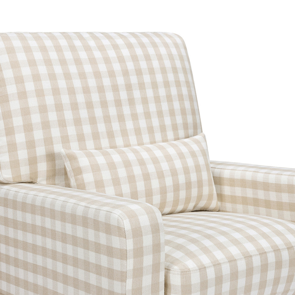 Crawford Pillowback Comfort Swivel Glider, Tan Gingham