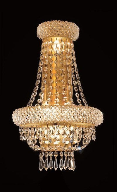Elegant Primo Wall Sconce, Gold Finish With Royal Cut Crystal