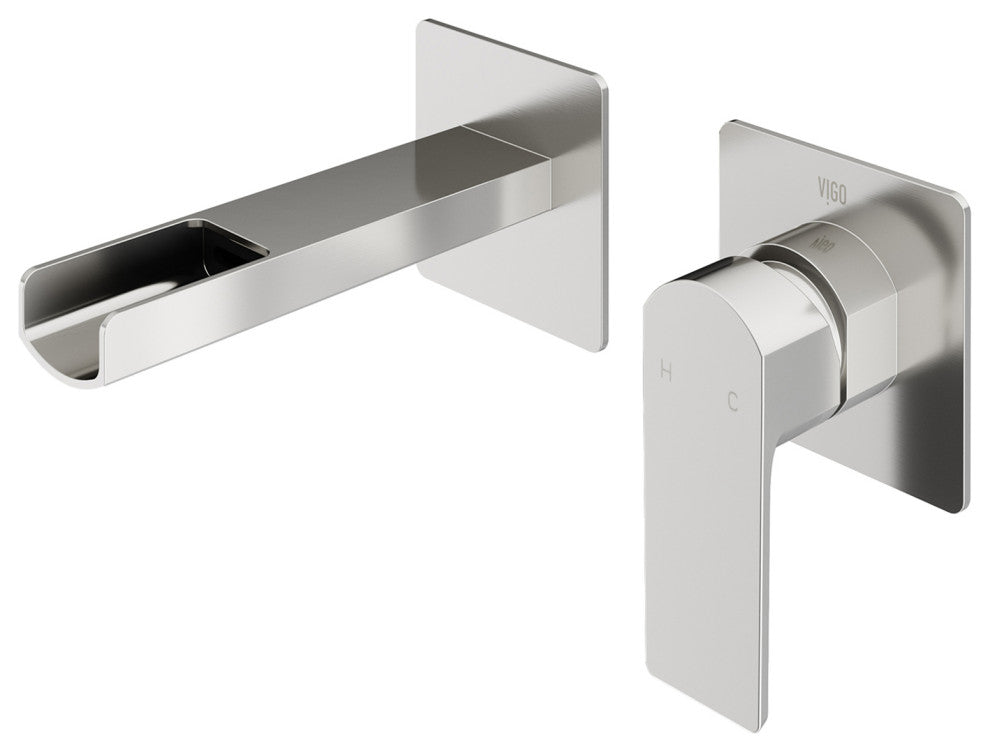 VIGO Atticus 5" H Single Handle Wall Mount Bathroom Faucet, Brushed Nickel