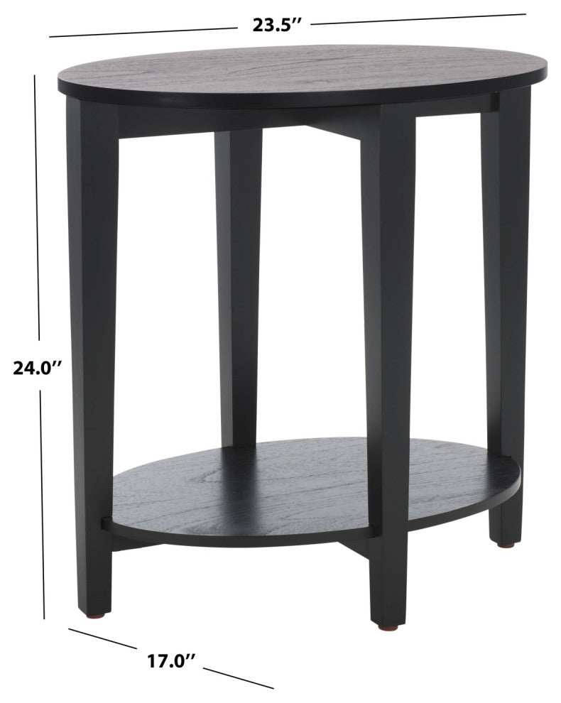 Safavieh Couture Leonardi Oval Wood Accent Table, Black