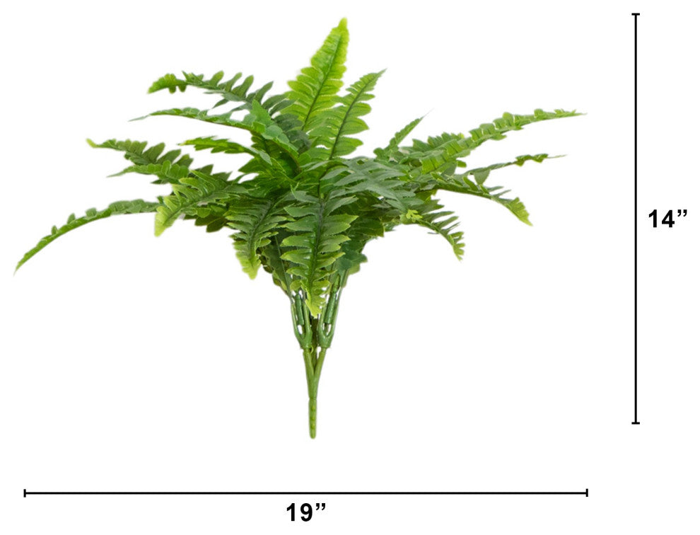 19" UV Resistant Artificial Boston Fern, Indoor/Outdoor Set of 2