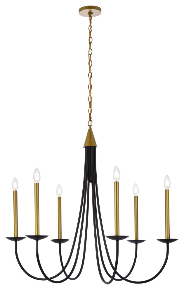 Chloe 36" Pendant, Black and Brass