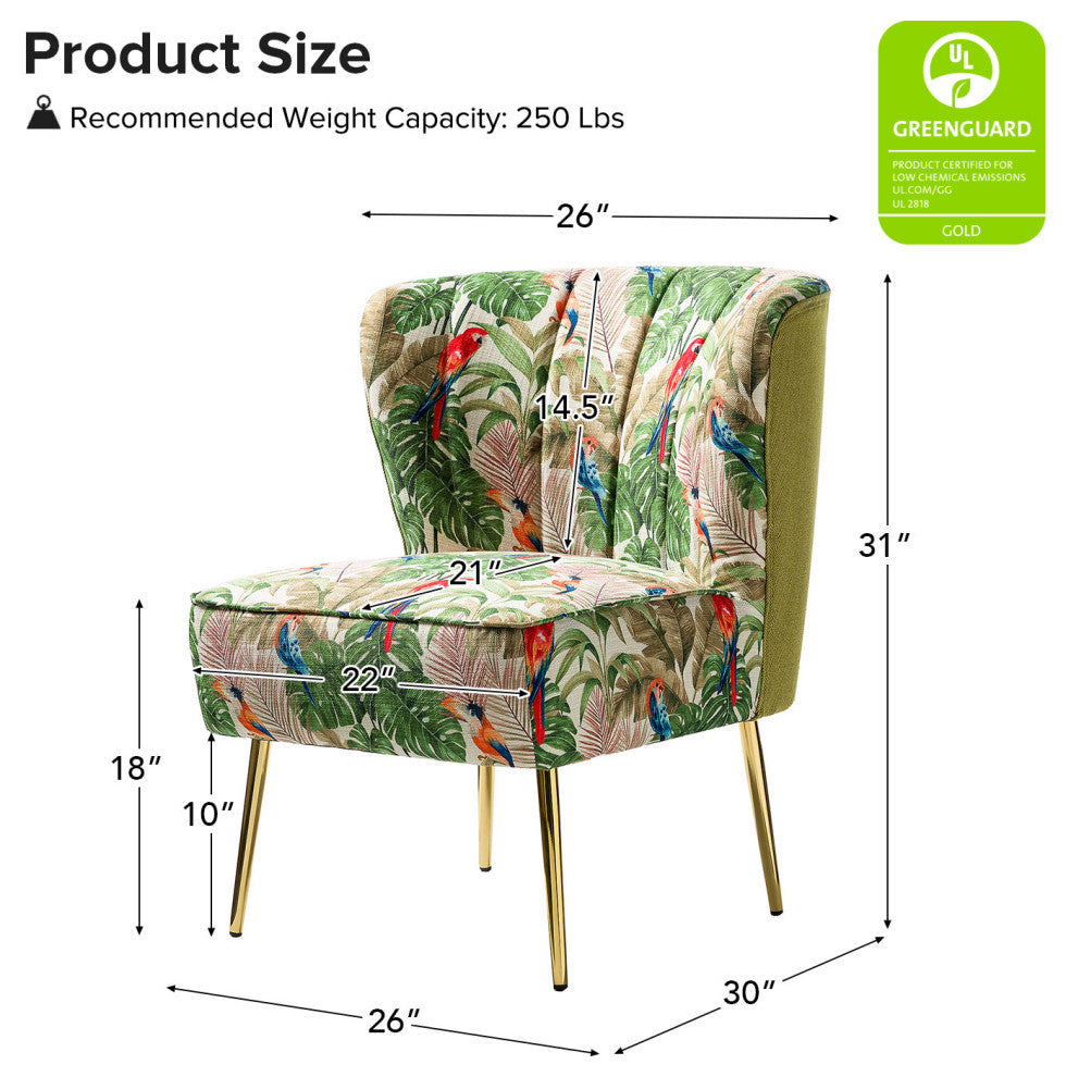 Accent Side Chair With Tufted Back, Green