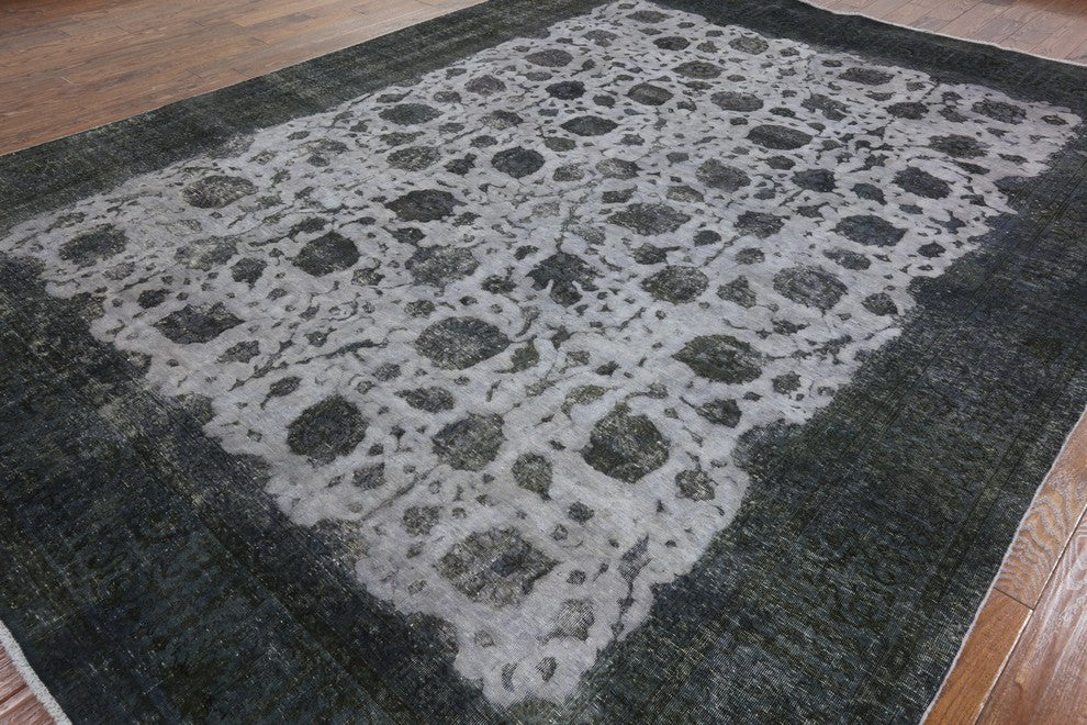Blue Overdyed Hand-Knotted Wool Rug, 10'x13'