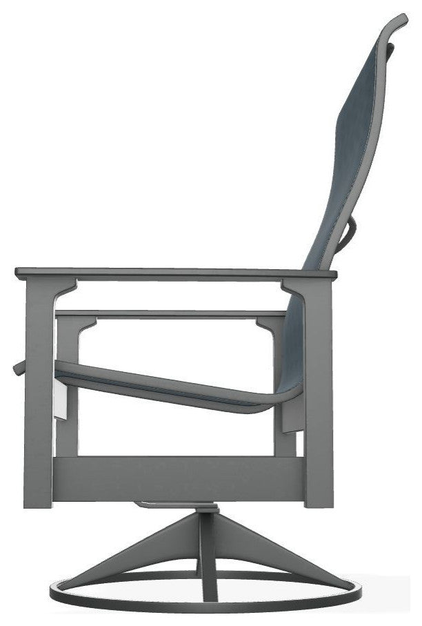 Leeward Sling Outdoor Swivel Rocker, Nimbus Ocean/Graphite