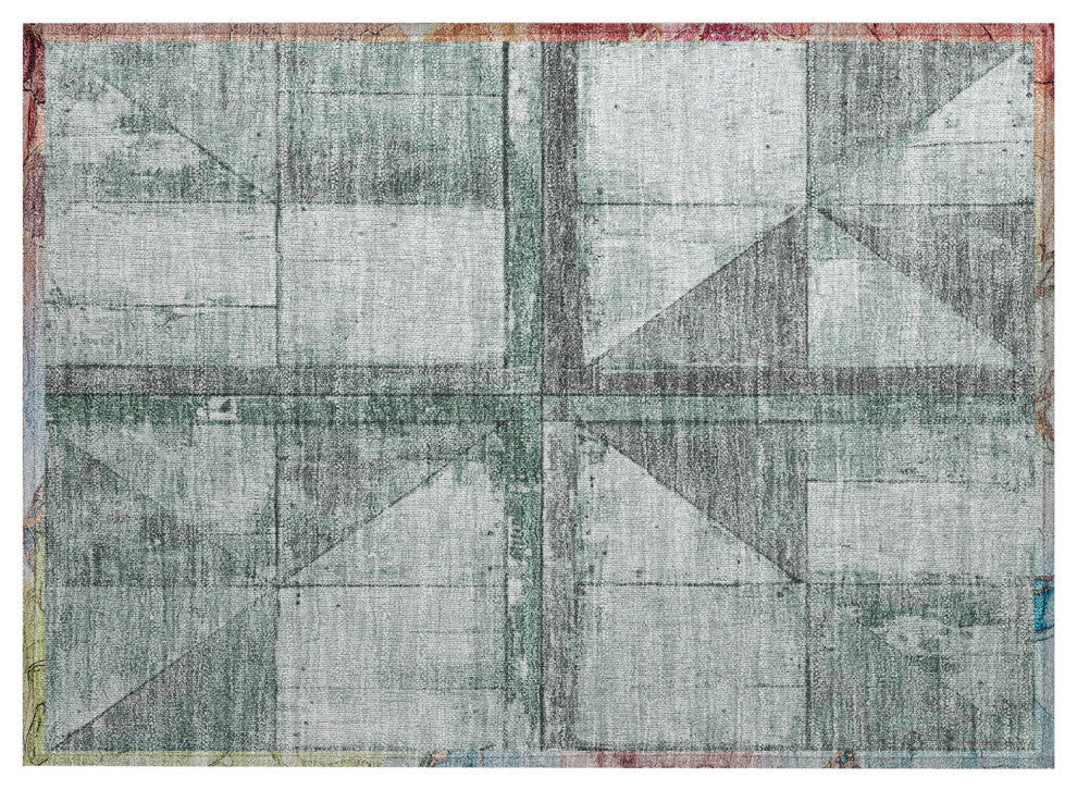 Machine Washable Indoor/Outdoor Chantille ACN1876 Sage 1'8" x 2'6" Rug