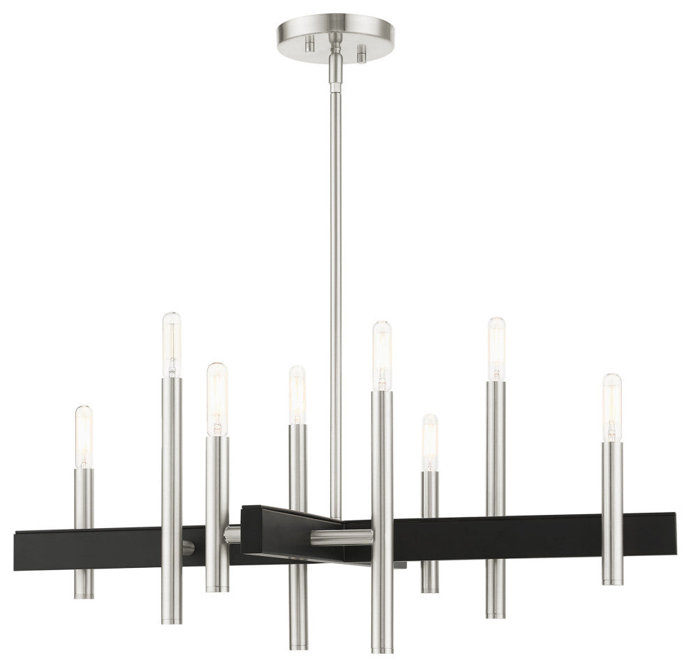 Brushed Nickel Mid Century Modern, Urban, Scandinavian, Minimal Chandelier