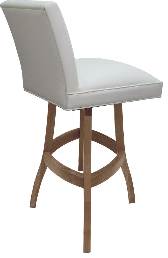 Swivel Wood Counter, Bar or Extra Tall Stool - Sommerville on S-Base, White Vinyl - Cashew, 26"