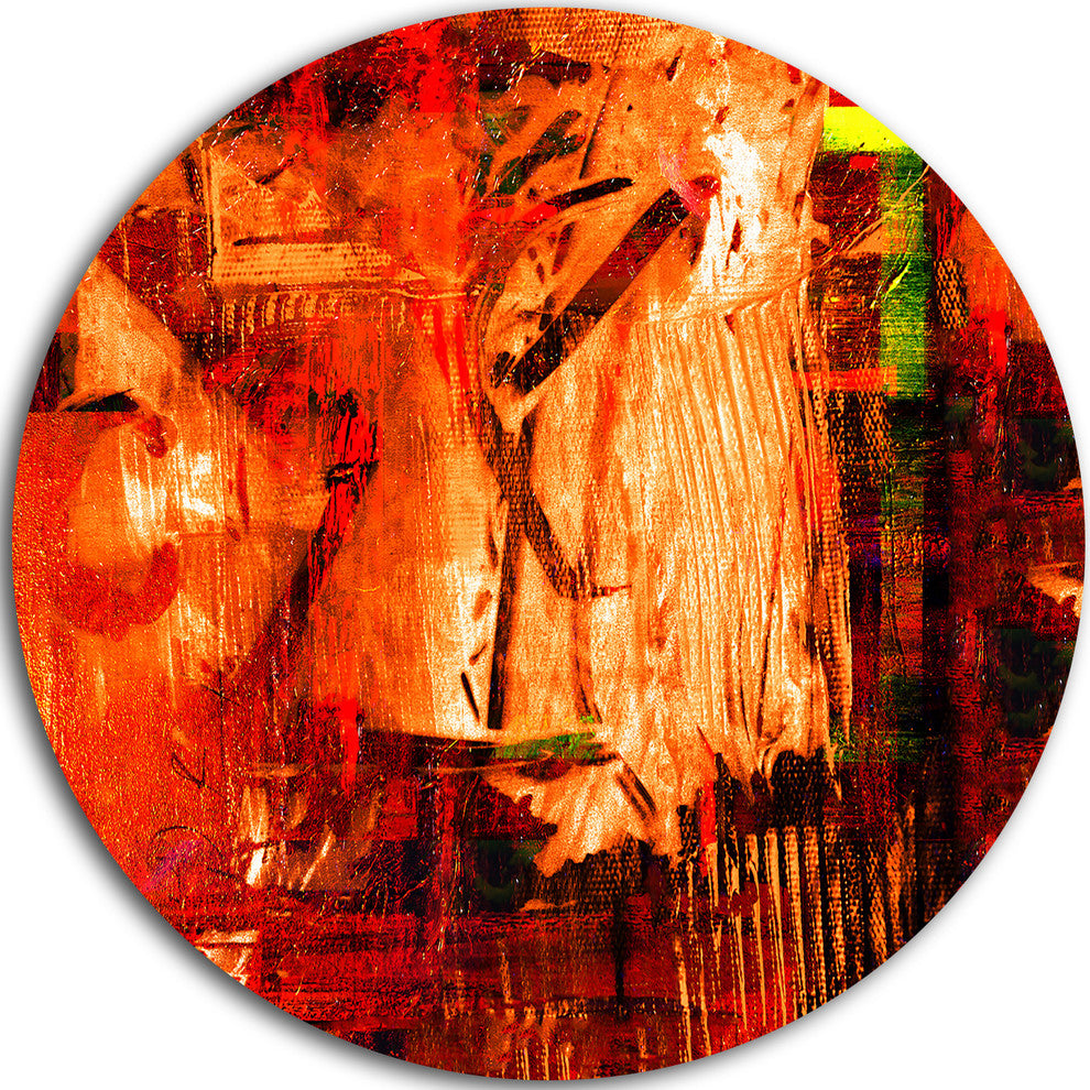 Abstract Fire Red, Abstract Round Wall Art, 23"