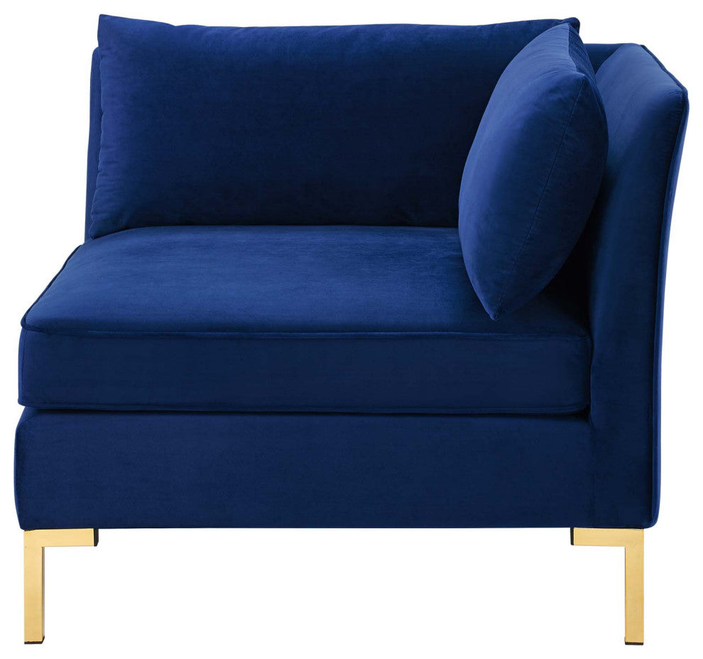Sectional Sofa Set, Velvet, Blue Navy, Modern, Living Lounge Hotel Hospitality