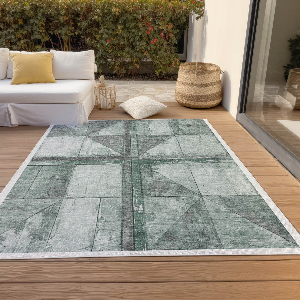 Machine Washable Indoor/Outdoor Chantille ACN1876 Sage 9' x 12' Rug