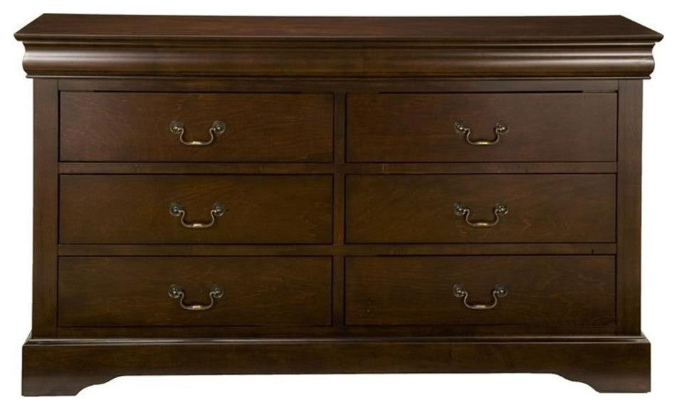Alpine Furniture West Haven 6 Drawer Wood Dresser in Cappuccino (Brown)
