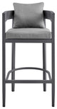 Menorca Outdoor Stool, Aluminum With Gray Cushions, Counter Height