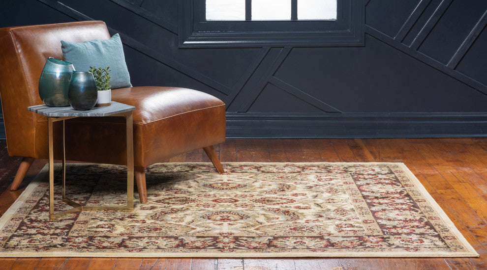 Unique Loom Cream Asheville Voyage 4' 0 x 4' 0 Square Rug