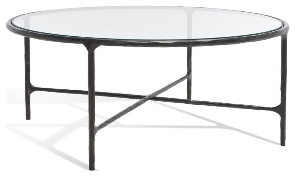Safavieh Couture Jessa Round Metal Coffee Table, Black