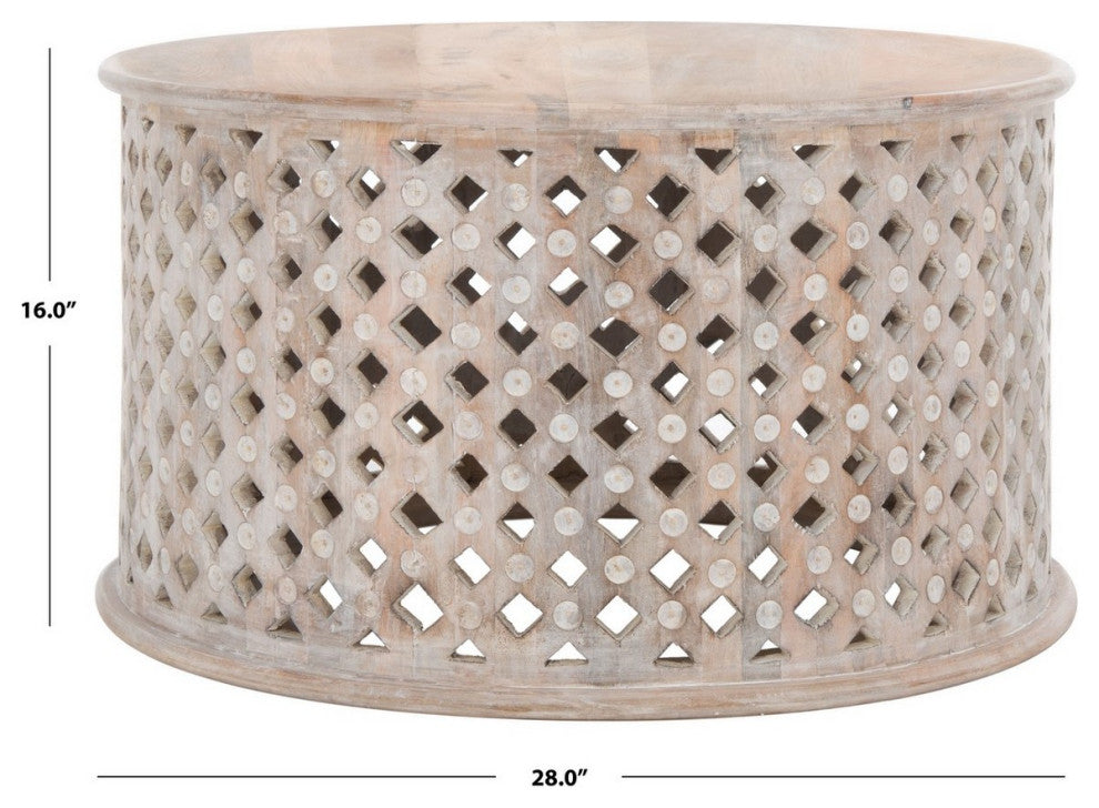 Safavieh Kyrith Round Coffee Table, Burnt White