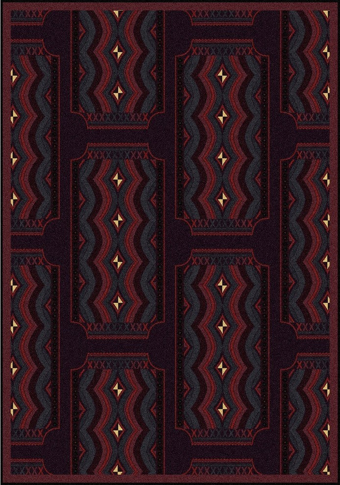 Any Day Matinee Rug, Deco Ticket, Burgundy, 3'10"x5'4"
