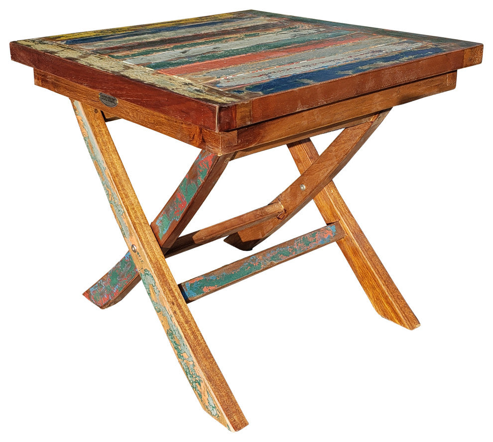 Marina Del Rey Recycled Teak Wood Boat Folding Side Table