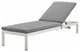 Lounge Chair Chaise, Aluminum, Metal, Silver Gray, Modern, Outdoor Patio