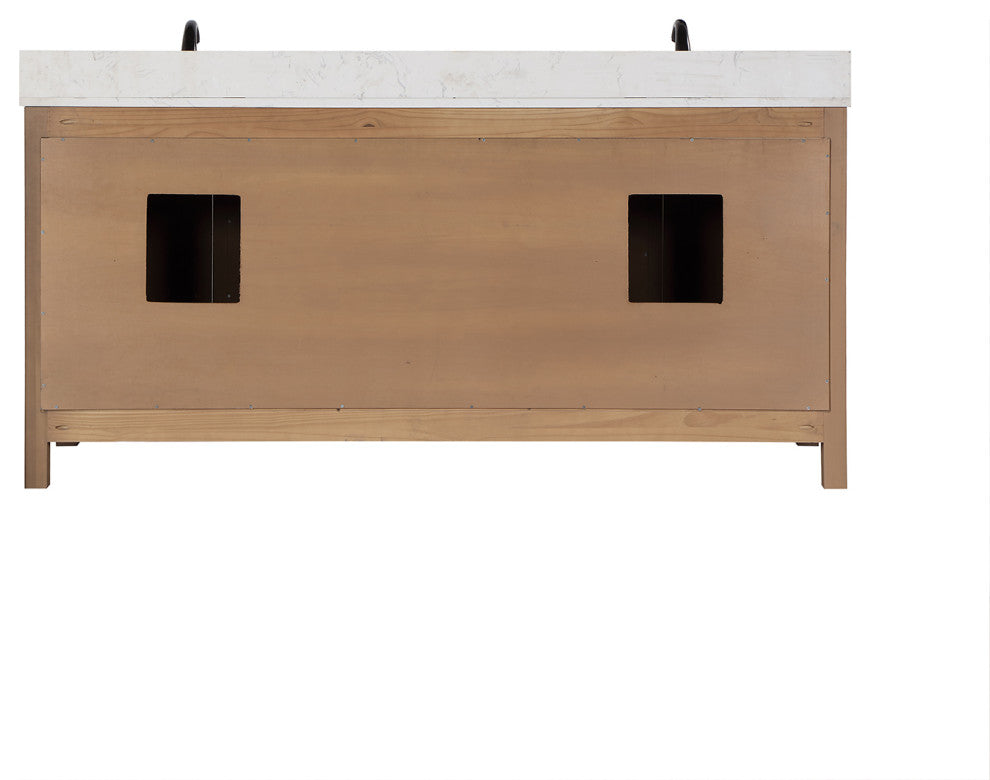 Hadiya Brown Pine Bathroom Vanity Set, 72", Without Mirror