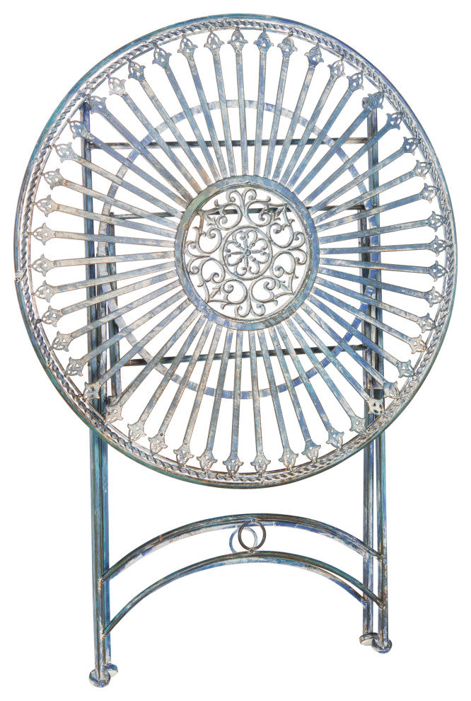 Safavieh Belen Bistro Set, One Table and Two Chairs Antique Blue