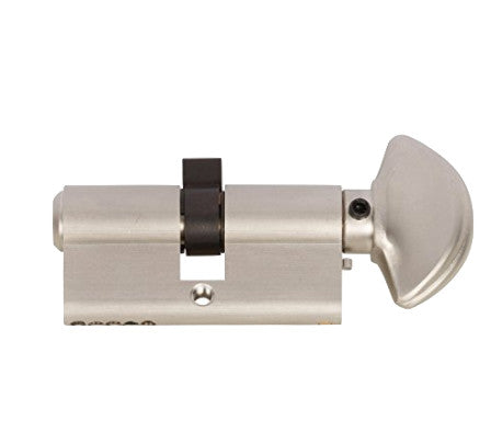 Rockwell 90 Degree Solid Brass Euro Profile Cylinder Lock, Brushed Nickel