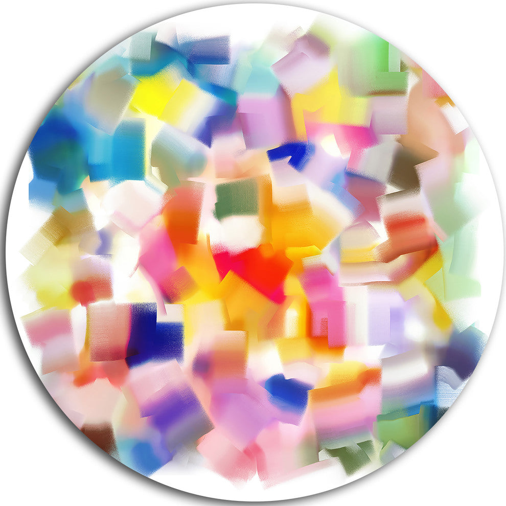 Colorful Stain Design Without Grid, Abstract Disc Metal Wall Art, 11"