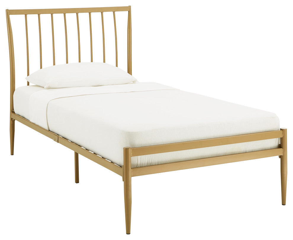Taylor Gold Finish Metal Bed, Twin