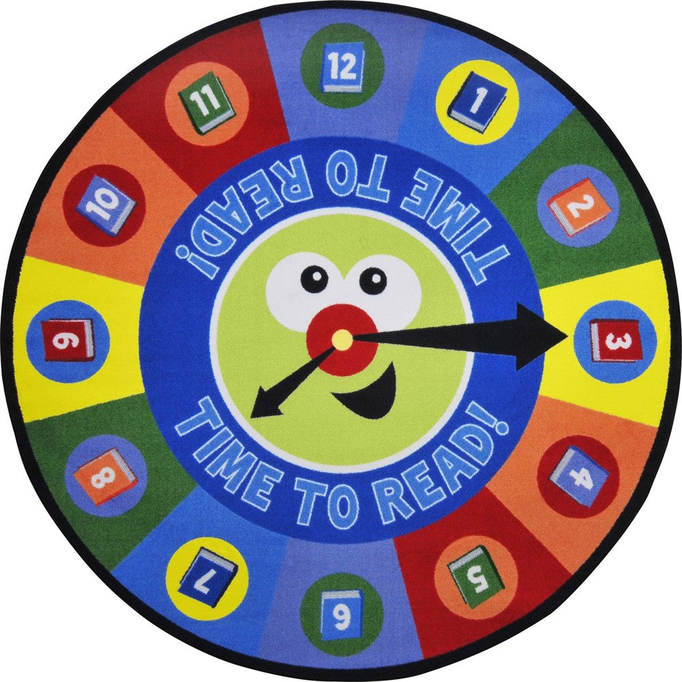 Kid Essentials Rug, Time to Read, 5'4" Round