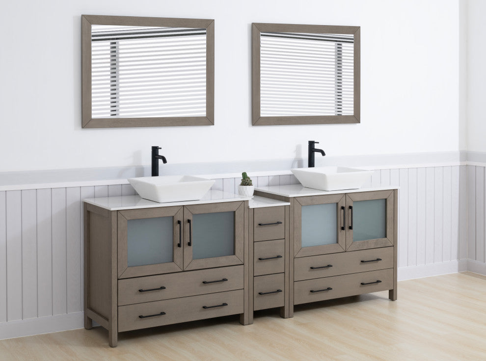 Vanity Art Vanity Set With Vessel Sink, Driftwood Gray, 84", Standard Mirror