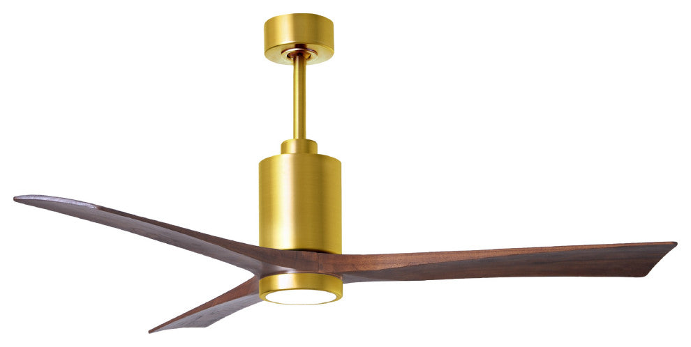 Patricia-3 3-Blade Ceiling Fan, LED Light Kit, Brushed Brass/Walnut Tone, 60