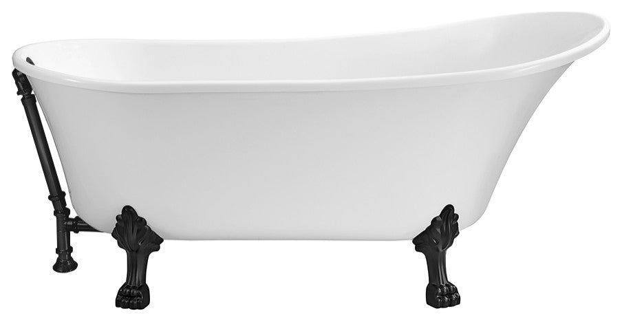 67" Streamline N340BL-BL Soaking Clawfoot Tub and Tray With External Drain