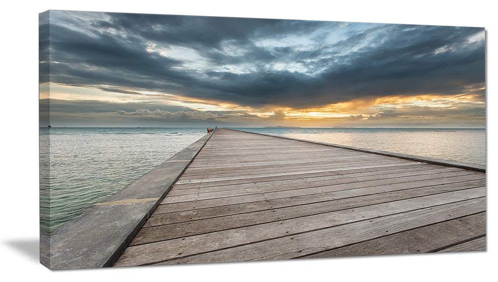 "Beach Sunset in Koh Samui Thailand" Sea Bridge Wall Artwork, 1 Panel, 60"x28"
