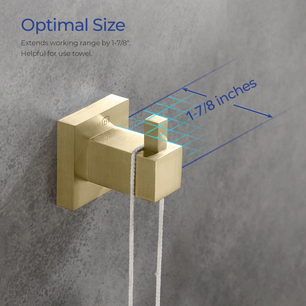 Cube Bathroom Robe Hook KBA1501, Brush Gold