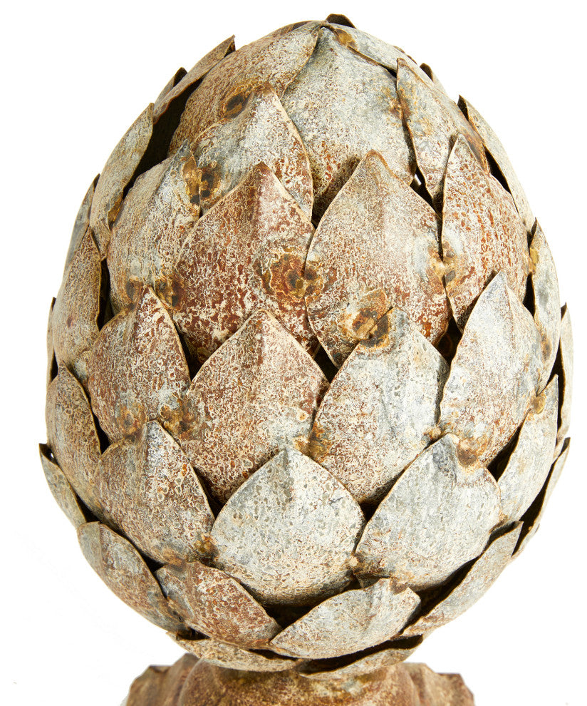 Weathered Metal Artichoke Finial Small