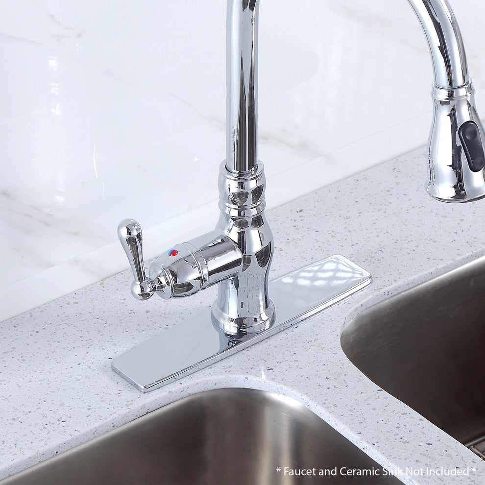 Luxier Kitchen Faucet Single-Hole Deck Plate, 10", Chrome