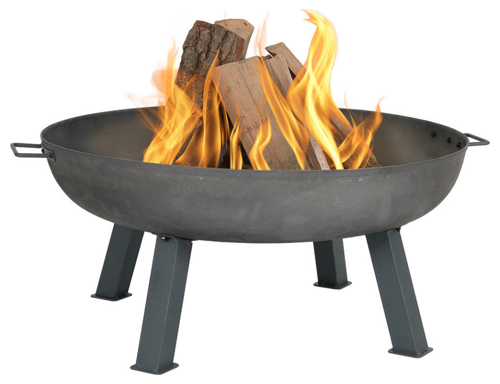 Sunnydaze Steel Colored Cast Iron Wood-Burning Fire Pit Bowl, 34"