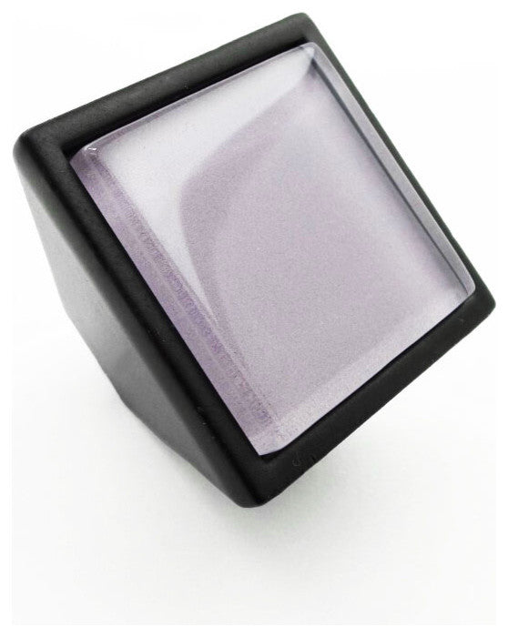 Wisteria Purple Crystal Glass Black Metal Square Frustum Knob