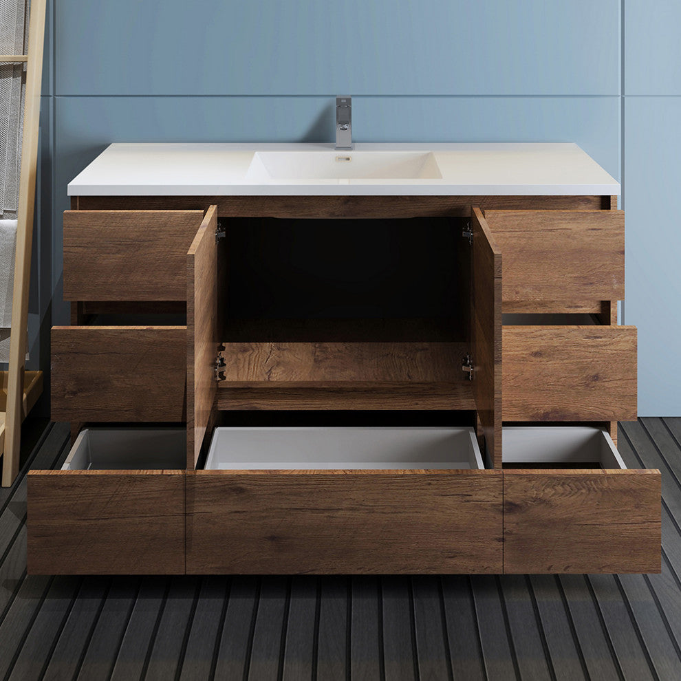 Fresca Lazzaro 60" Rosewood Cabinet With Integrated Single Sink