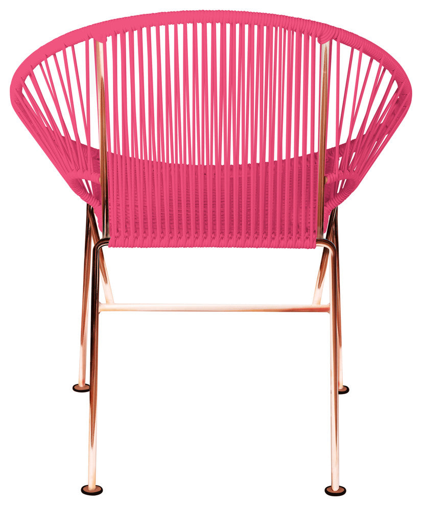 Concha Indoor/Outdoor Handmade Dining Chair, Pink Weave, Copper Frame