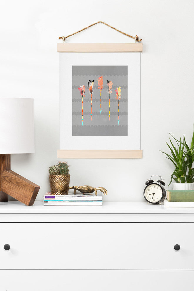 Deny Designs Iveta Abolina Gray Pastel Feathers Art Print