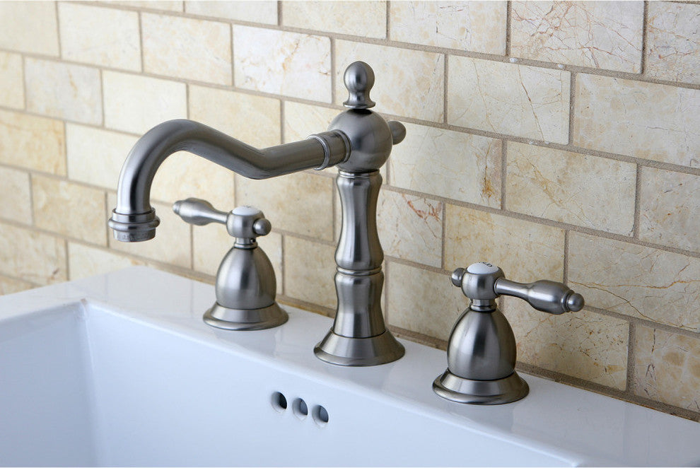 Kingston Brass Widespread Bathroom Faucet With Brass Pop-Up, Brushed Nickel