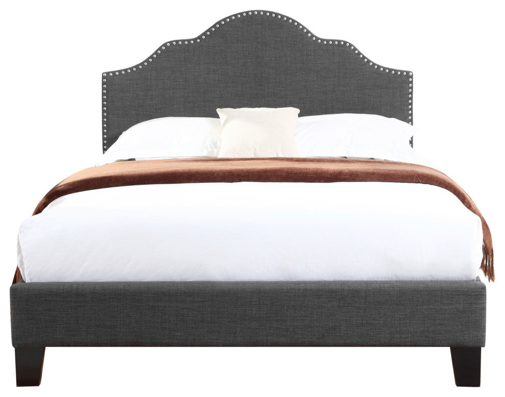 Carrillo Upholstered Bed, Charcoal Gray, Queen