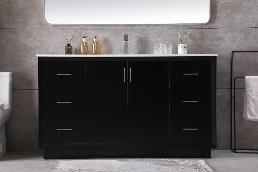 60" SIngle Bathroom Vanity, Black